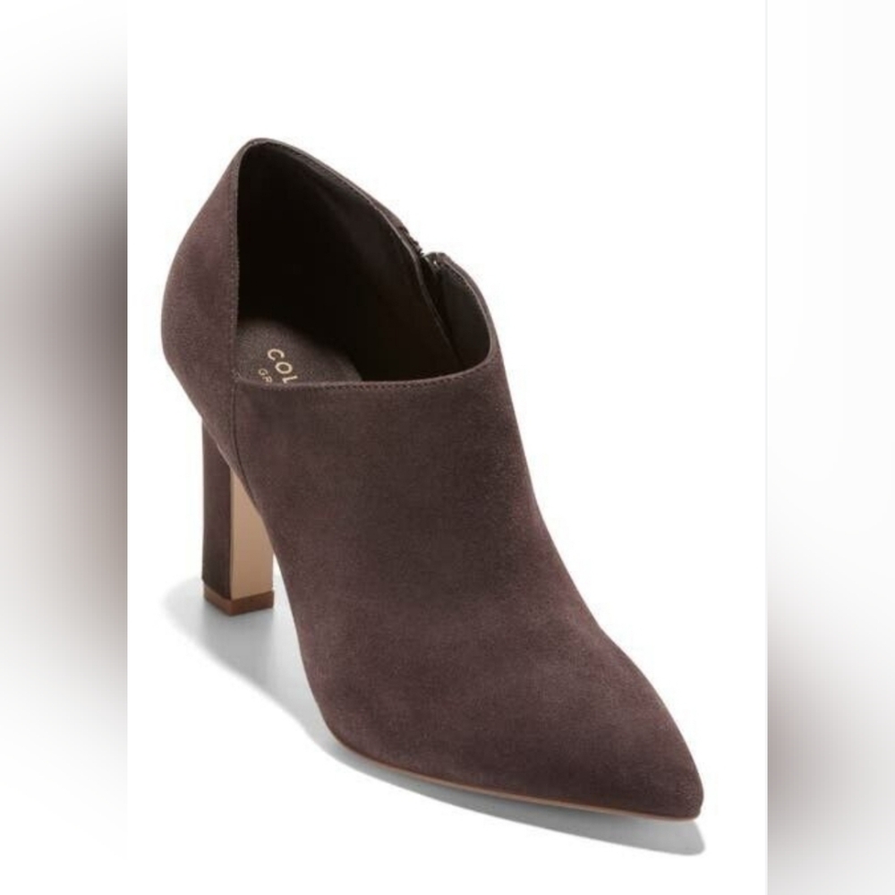 Cole Haan Vestry Pointed Toe Bootie in Dark Chocolate Suede Sz 5 MSRP $159 - Picture 1 of 9